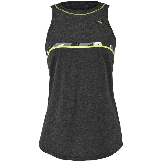 4WS23072Y-2003 Babolat Women's Aero Cotton Tennis Training Tank Top (Black Heather)