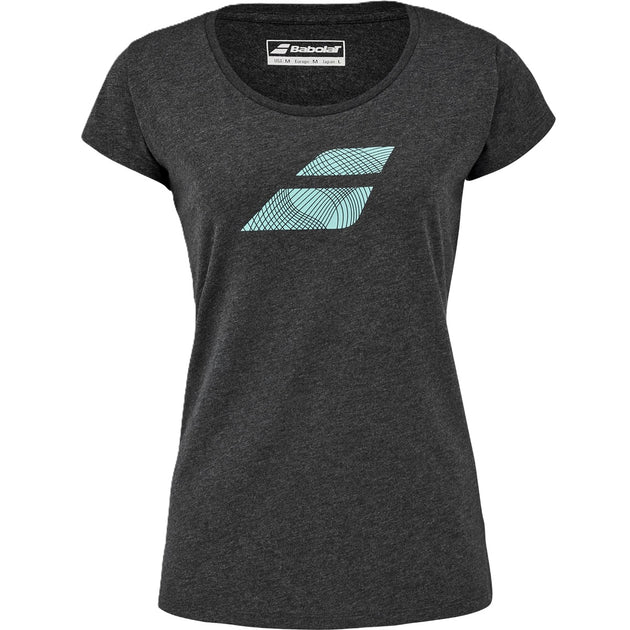 4WS23442-2003 Babolat Women's Exercise Flag Tennis Training Tee (Black Heather)