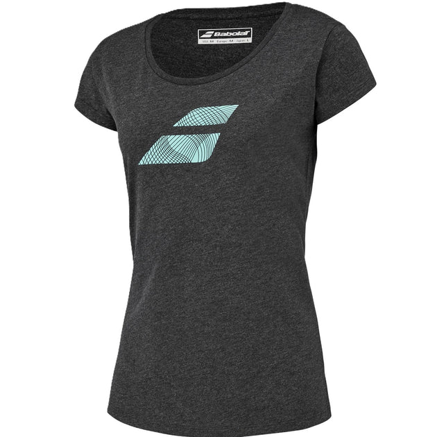 4WS23442-2003 Babolat Women's Exercise Flag Tennis Training Tee (Black Heather)