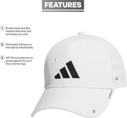 5157018 Adidas Men's Gameday 4 Stretch Fit Tennis Hat (White/Black)