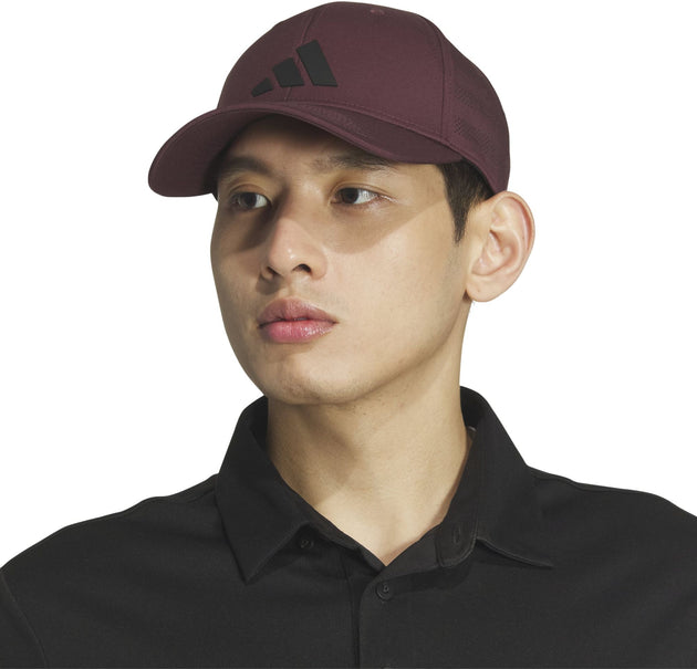 5159231 Adidas Men's Gameday 4 Stretch Fit Tennis Hat (Aurora Ruby/Black)