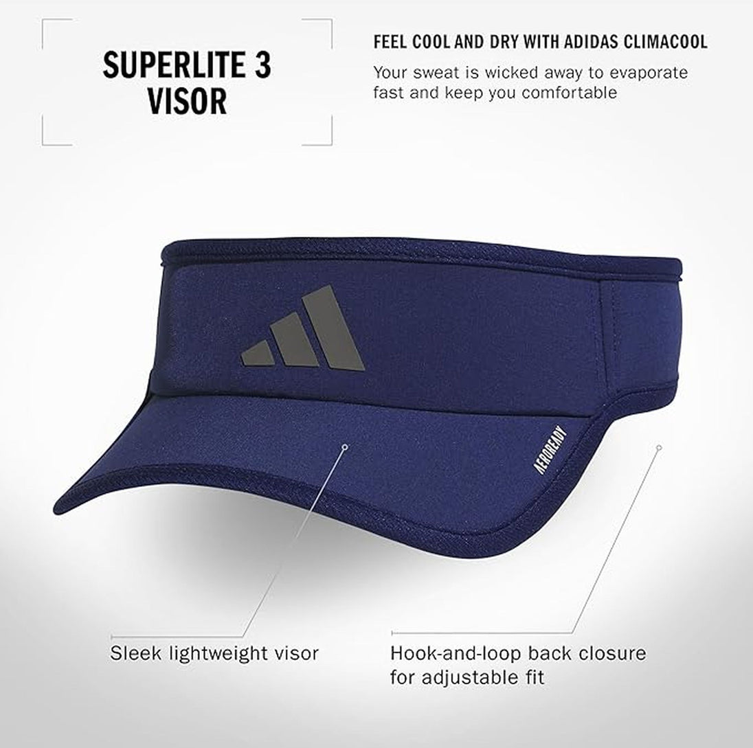 5159238 Adidas Men's Superlite 3 Tennis Visor (Dark Blue/Grey)