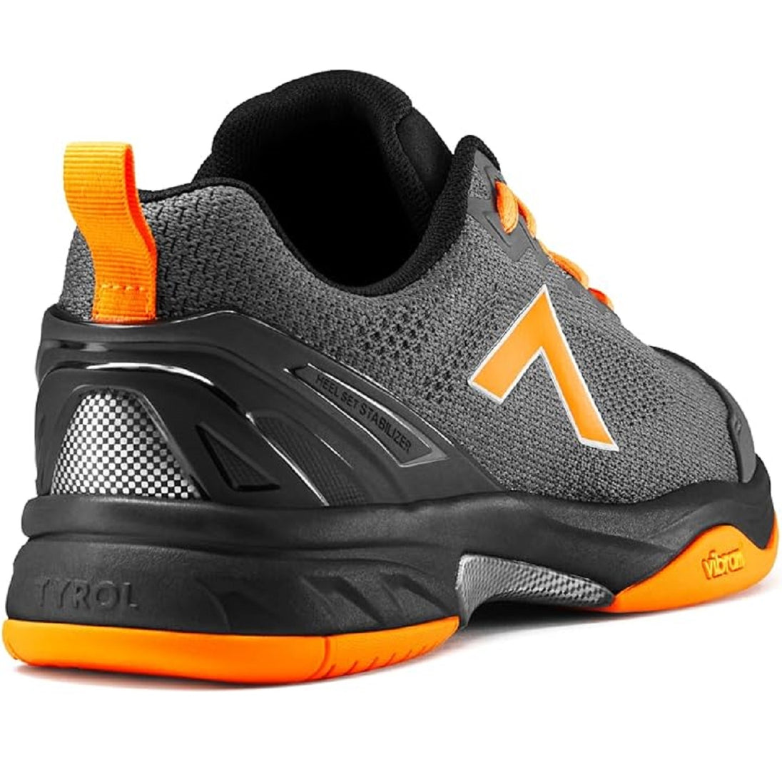 5200-CGTA Tyrol Men's Drive-V Pro Pickleball Shoes (Charcoal Grey/Tangerine) - Heel