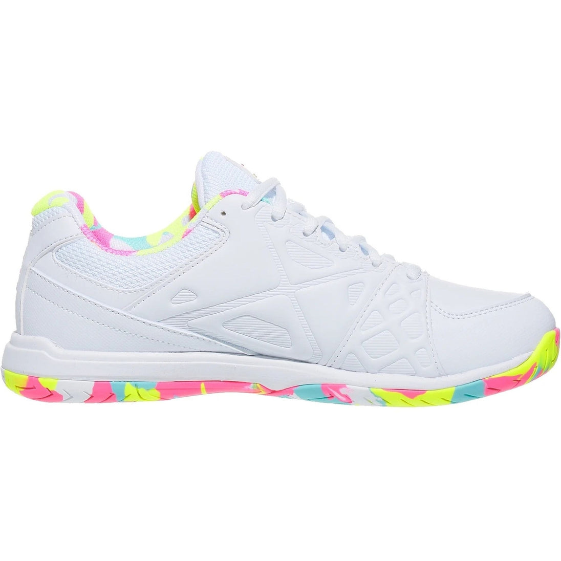 5PM00605-199 Fila Women’s Double Bounce 3 Pickleball Court Shoes (White/White/Multicolored)