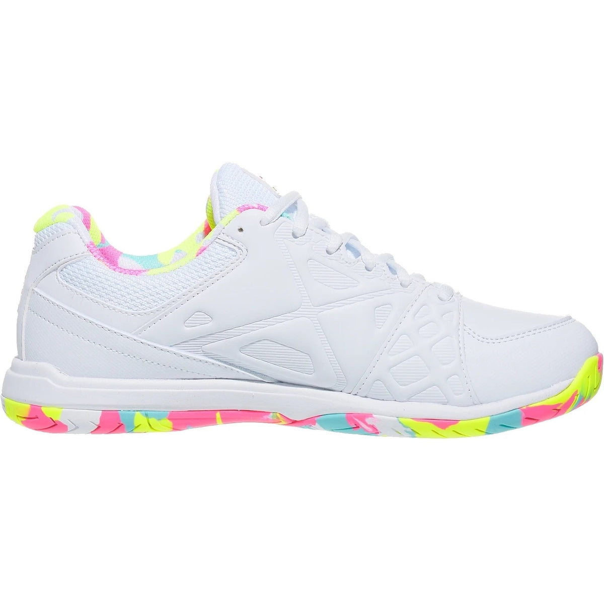 5PM00605-199 Fila Women’s Double Bounce 3 Pickleball Court Shoes (White/White/Multicolored)