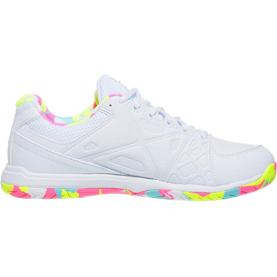 5PM00605-199 Fila Women’s Double Bounce 3 Pickleball Court Shoes (White/White/Multicolored)