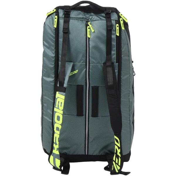 751238-100MY Babolat Pure Aero Racquet Holder x12 Tennis Bag (Metallic Grey/Black/Fluo Yellow)