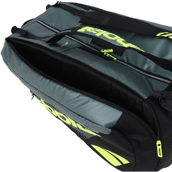 751238-100MY Babolat Pure Aero Racquet Holder x12 Tennis Bag (Metallic Grey/Black/Fluo Yellow)
