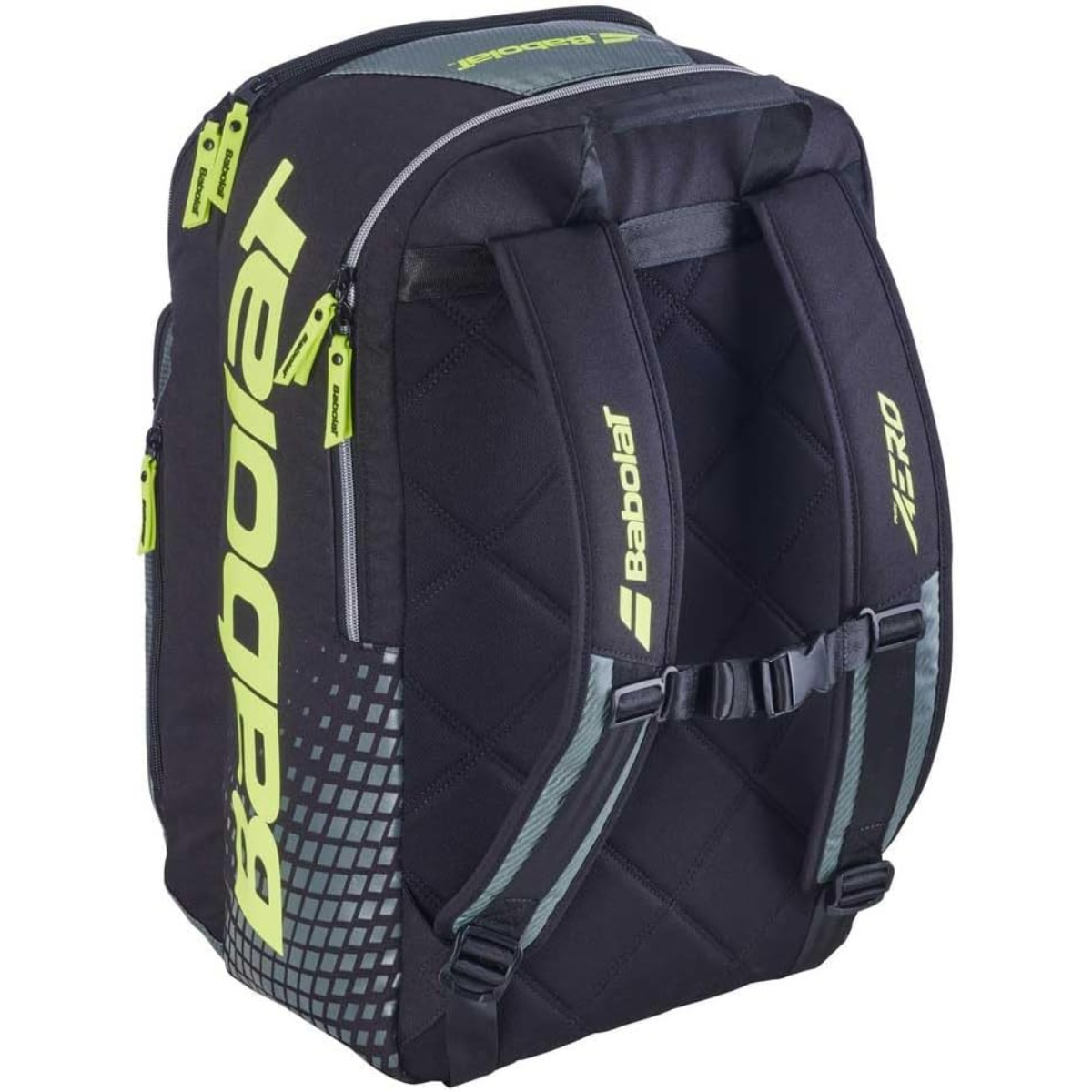 753114-100  Babolat Pure Aero Tennis Backpack (Metallic Grey/Black/Fluo Yellow)