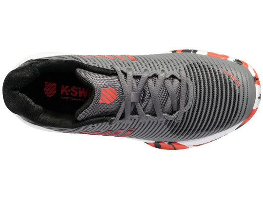 86613-052  K-Swiss Big Kids Hypercourt Express 2 Tennis Shoes (Steel Gray/Jet Black/Spicy Orange) - Top