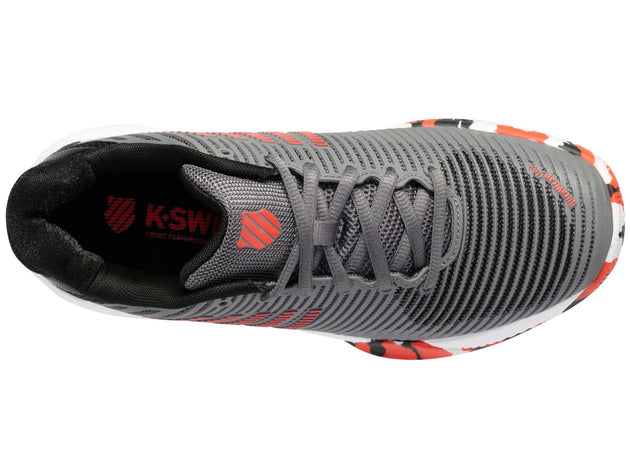 86613-052  K-Swiss Big Kids Hypercourt Express 2 Tennis Shoes (Steel Gray/Jet Black/Spicy Orange) - Top