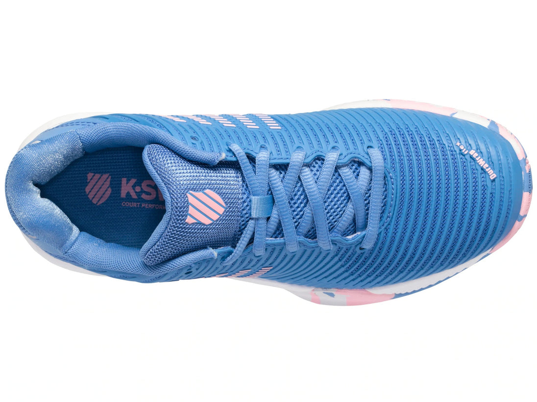 86613-454 K-Swiss Big Kids Hypercourt Express 2 Tennis Shoes (Silver Lake Blue/White/Orchid PInk) - Top