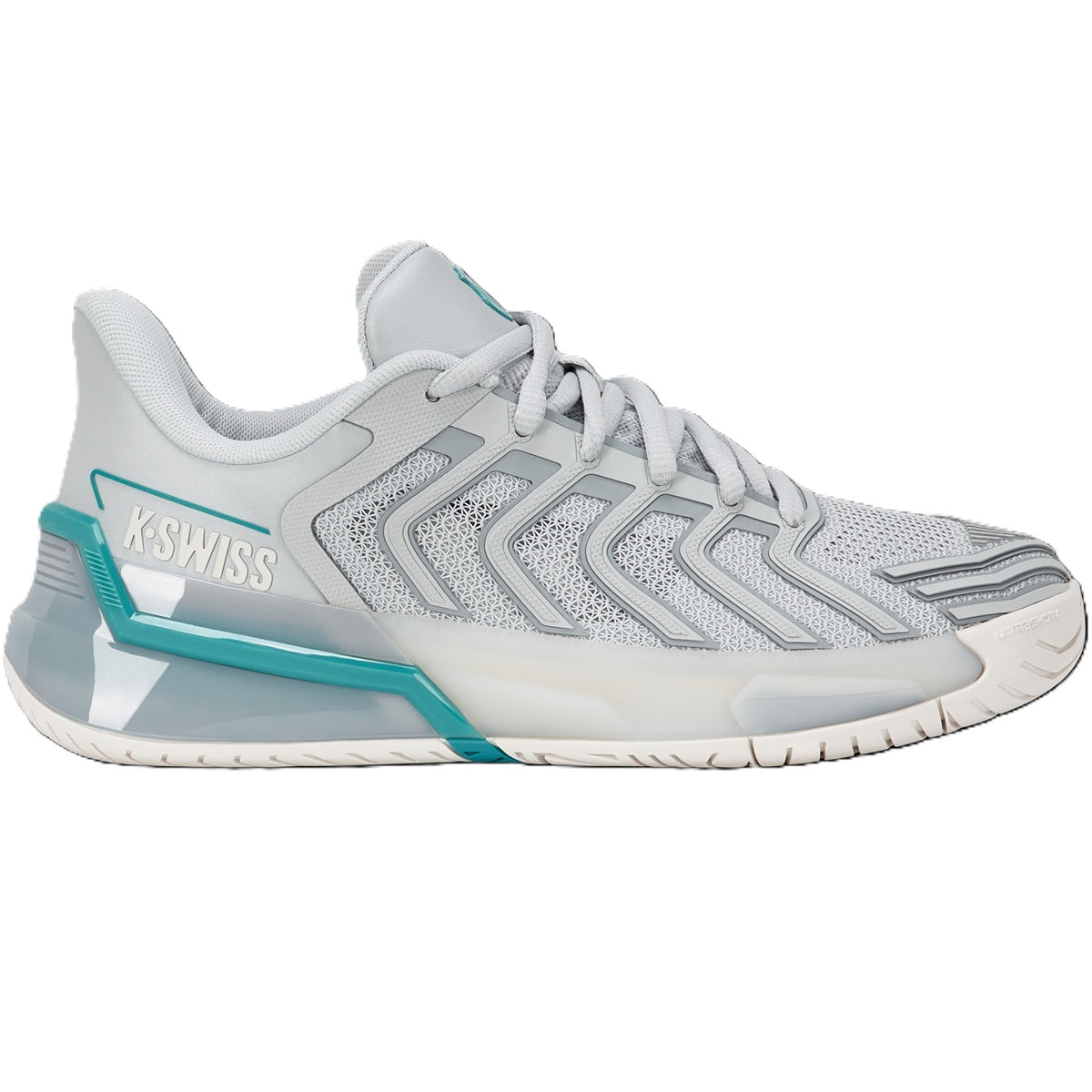 K-Swiss Women’s UltraShot 4 Tennis Shoes (Glacier Gray/Balltic/Blanc de Blanc)