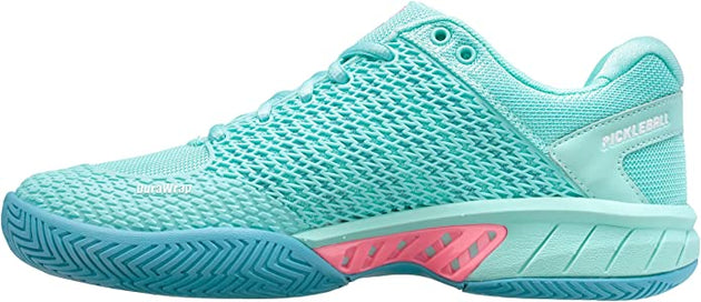 96563-436 K-Swiss Women's Express Light Pickleball Shoes (Aruba Blue/Maul Blue/Soft Neon Pink)