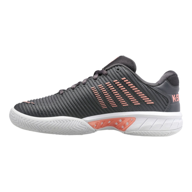 96613-009 K-Swiss Women's Hypercourt Express 2 Tennis Shoes (Asphalt/White/Peach Amber)