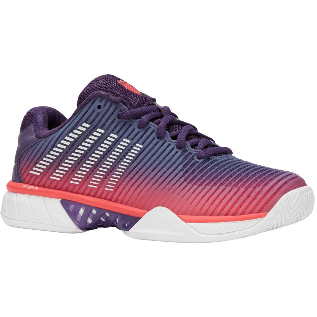96613-593 K-Swiss Women's Hypercourt Express 2 Tennis Shoe (Purple Plumeria/White/Hot Coral)