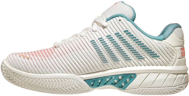96614-143 K-Swiss Women's Hypercourt Express 2 HB Clay Court Tennis Shoes (Blanc De Blanc/Nile Blue/Desert Flower)