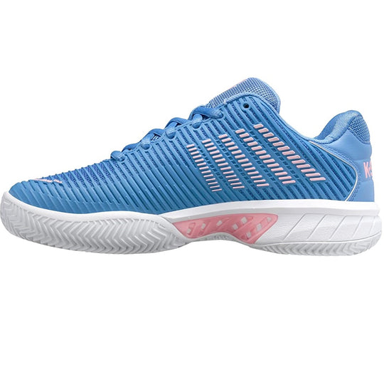 96614-454 K-Swiss Women's Hypercourt Express 2 HB Clay Tennis Shoe (Silver Lake Blue/White/Orchid Pink) - Left