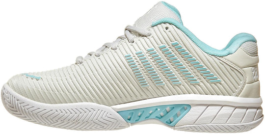 96807-089 K-Swiss Women's Wide Hypercourt Express 2 Tennis Shoes (Gray/White/Blue Glow)