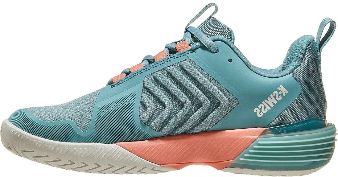 96988-143 K-Swiss Women's Ultrashot 3 Tennis Shoes (Blanc De Blanc/Nile Blue/Desert Flower)