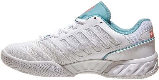 96989-109 K-Swiss Women's Bigshot Light 4 Tennis Shoes (Blanc De Blanc/Nile Blue/Desert Flower)