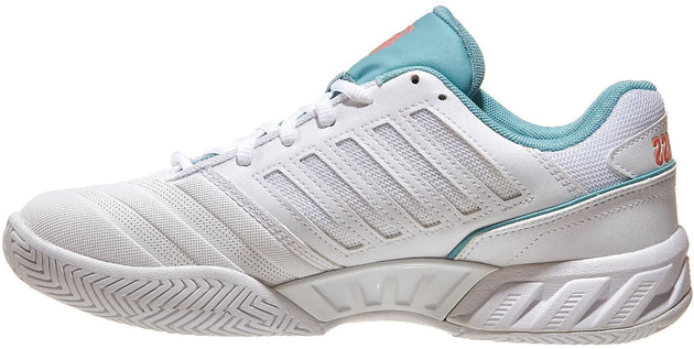 96989-109 K-Swiss Women's Bigshot Light 4 Tennis Shoes (Blanc De Blanc/Nile Blue/Desert Flower)