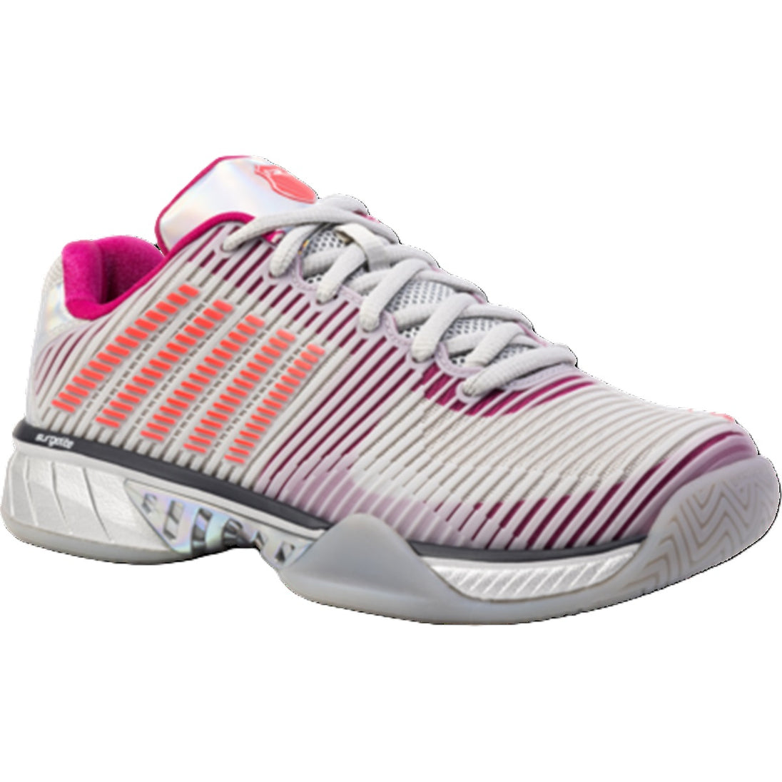 97382-093 K-Swiss Women's Hypercourt Express 2 X Lucky N Love Tennis Shoes (Harbor Mist/Silver) - Angled Right