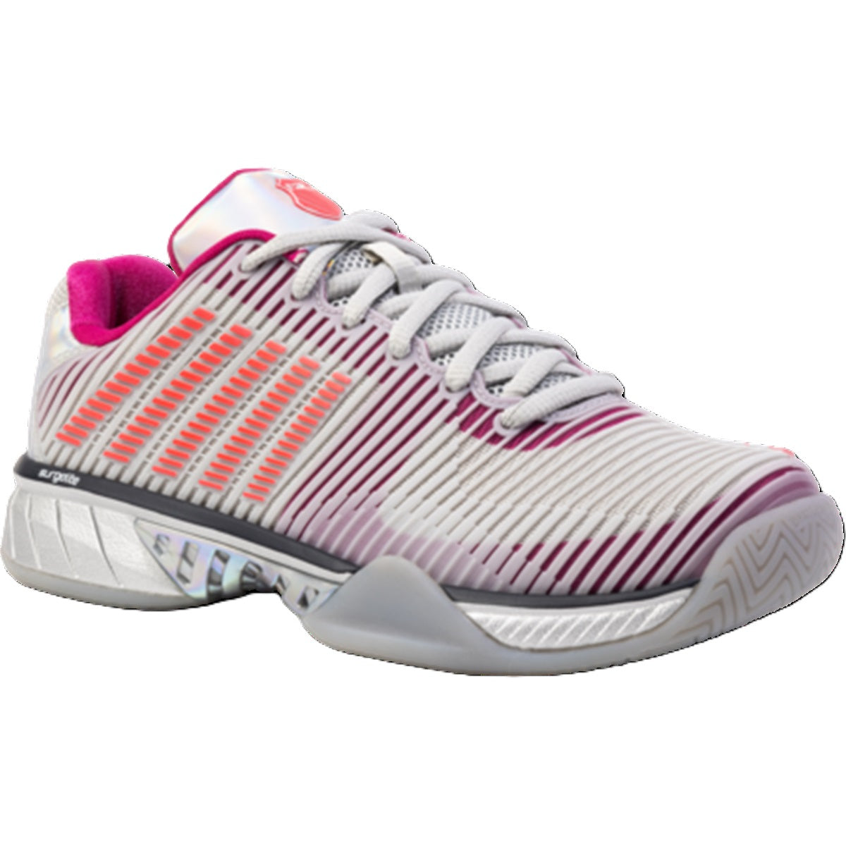 97382-093 K-Swiss Women's Hypercourt Express 2 X Lucky N Love Tennis Shoes (Harbor Mist/Silver) - Angled Right