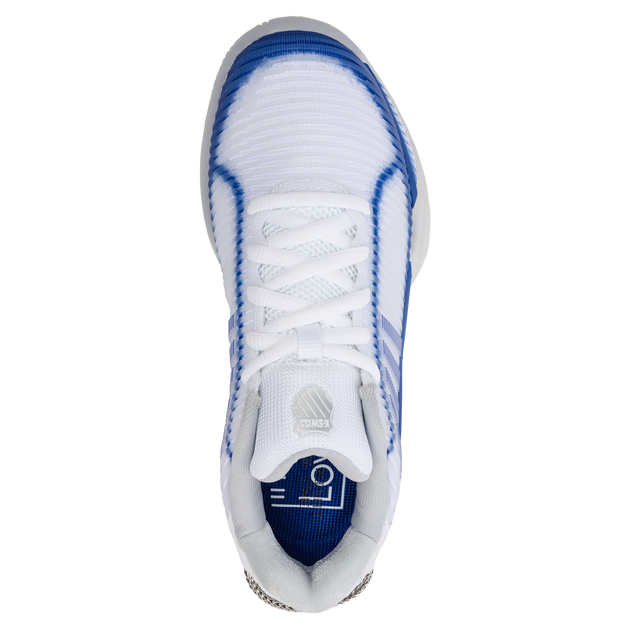 97382-110 K-Swiss Women's Hypercourt Express 2X Lucky N Love Tennis Shoes (White/Electric Blue/Silver)
