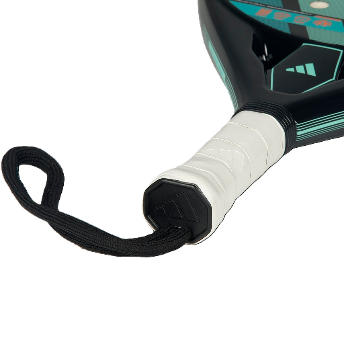 Adidas RX Series Padel Racket - closeup of white handle and black wrist rope