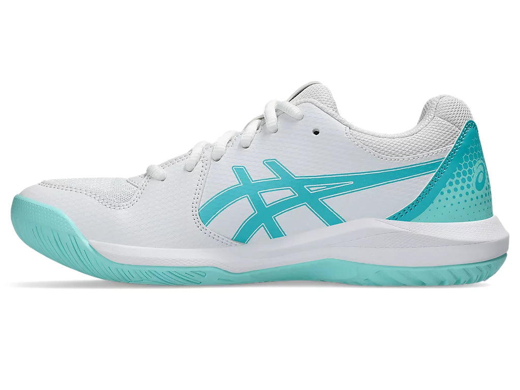 1042A236-102 Asics Women's Gel-Dedicate 8 Pickleball Shoes (White/Energy Aqua)