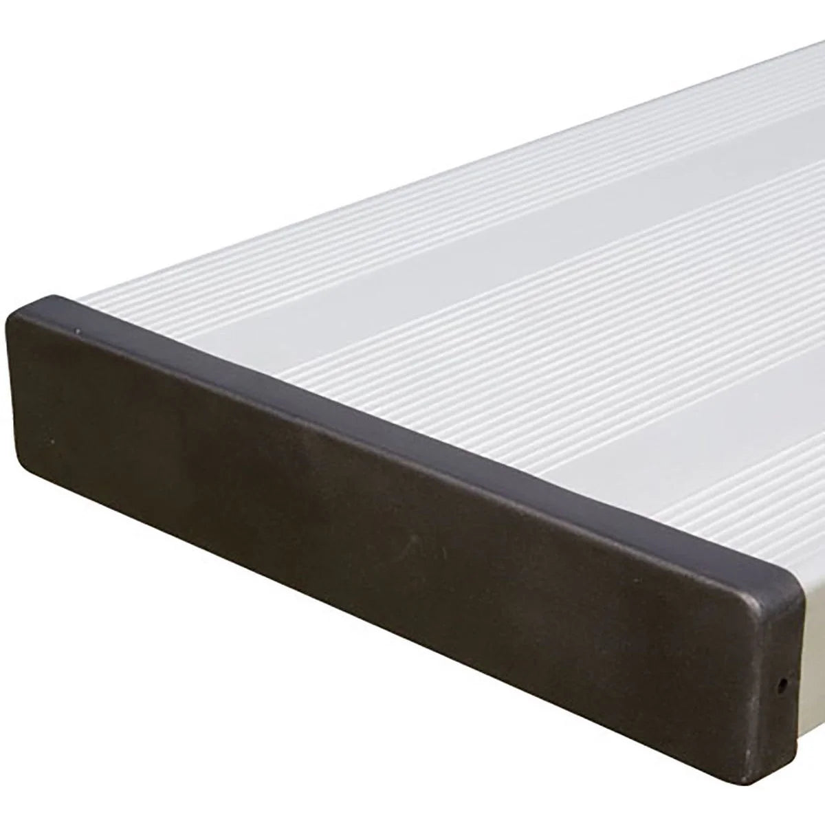 Athletic Court and Field Benches without Backrests - end of bench showing black endcap