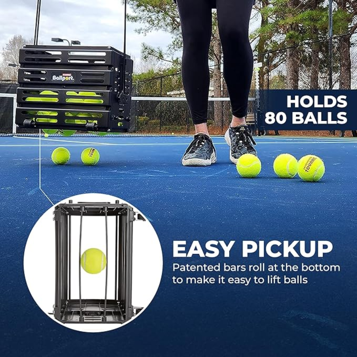 BPD-80W_Tourna_Ballport_Deluxe_Tennis_Ball_Hopperwith_Wheels