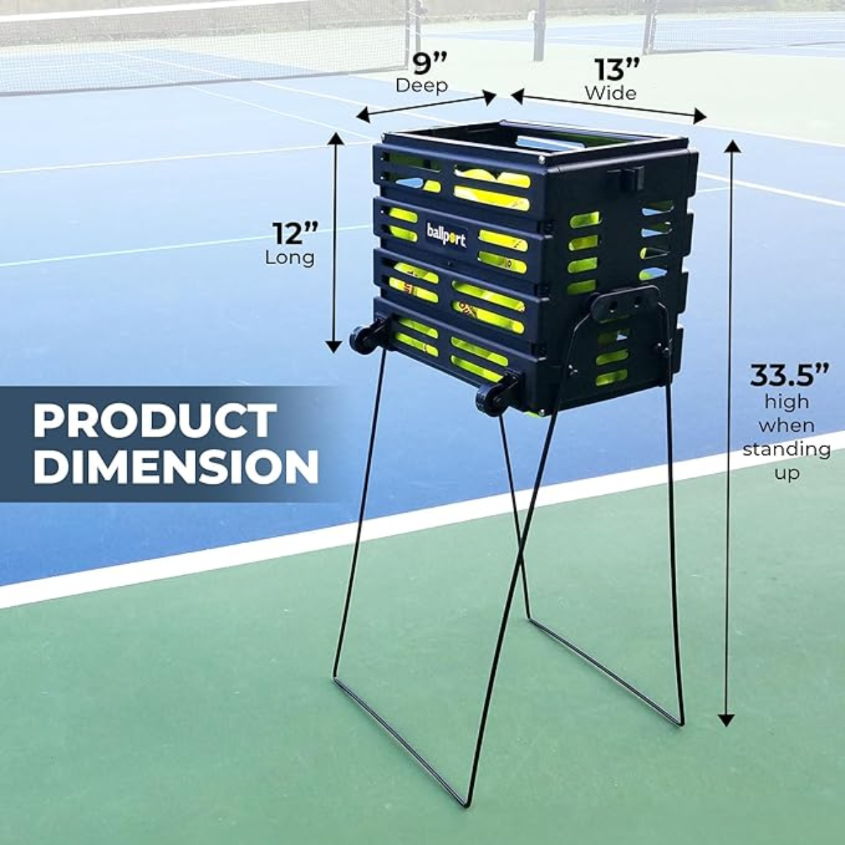 BPD-80W_Tourna_Ballport_Deluxe_Tennis_Ball_Hopperwith_Wheels