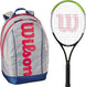 BladeFeelJr-WR8023801001U Wilson Blade Feel Junior Tennis Racquet + Backpack (Grey/Red)