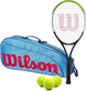 BladeFeelJr-WR8023902001U-Ball Wilson Blade Feel Junior Tennis Racquet + 3pk Bag + 3 Tennis Balls (Blue/Orange)