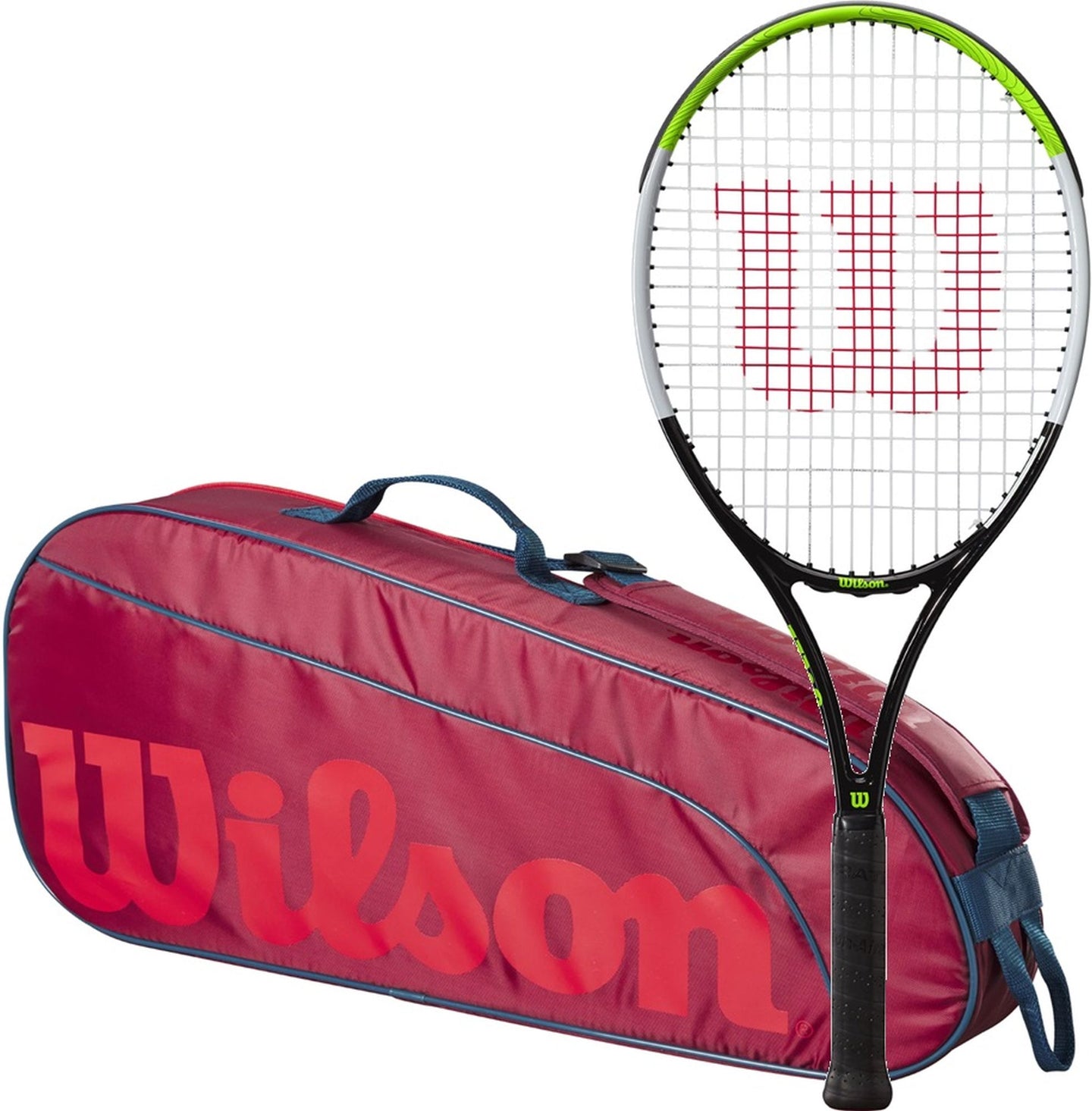BladeFeelJr-WR8023903001U Wilson Blade Feel Junior Tennis Racquet + 3pk Bag (Red/Infrared) BladeFeelJr-WR8023901001U Wilson Blade Feel Junior Tennis Racquet + 3pk Bag (Grey/Red)
