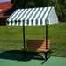 SunTrends 10 ft Cabana Bench - Surface Mount w Backrest with white and forest green stripes on canopy