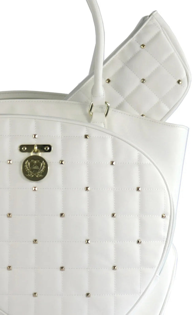CC-CSQ-WH Court Couture Cassanova Studded Quilted Tennis & Pickleball Bag (White)