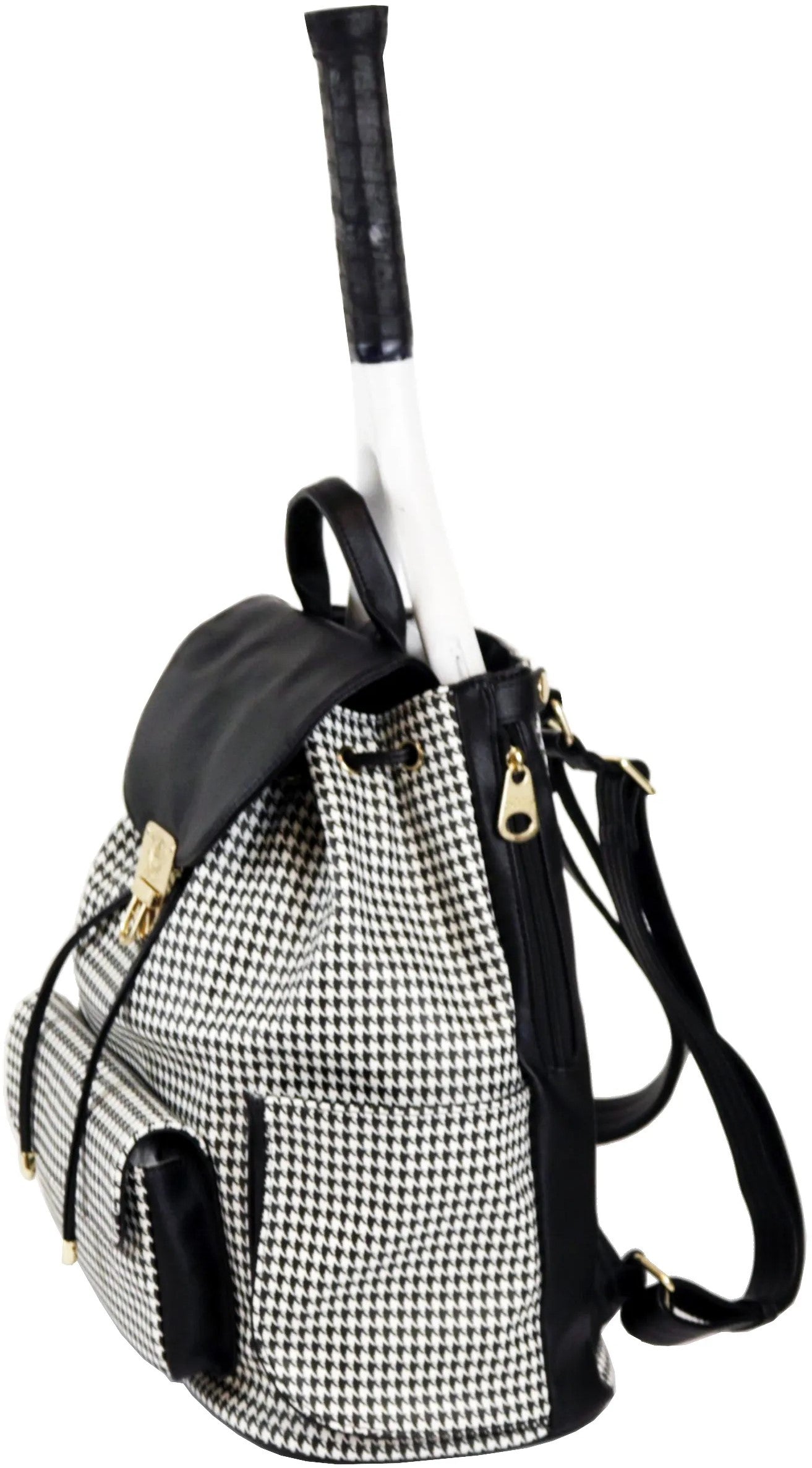 CC-HAM-HB Court Couture Hampton Houndstooth Tennis & Pickleball Backpack (Black)