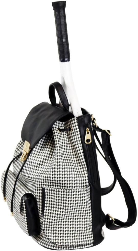 CC-HAM-HB Court Couture Hampton Houndstooth Tennis & Pickleball Backpack (Black)