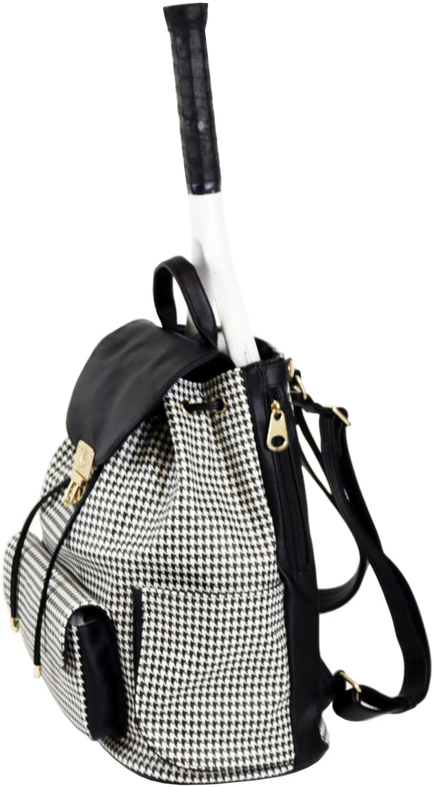 CC-HAM-HB Court Couture Hampton Houndstooth Tennis & Pickleball Backpack (Black)