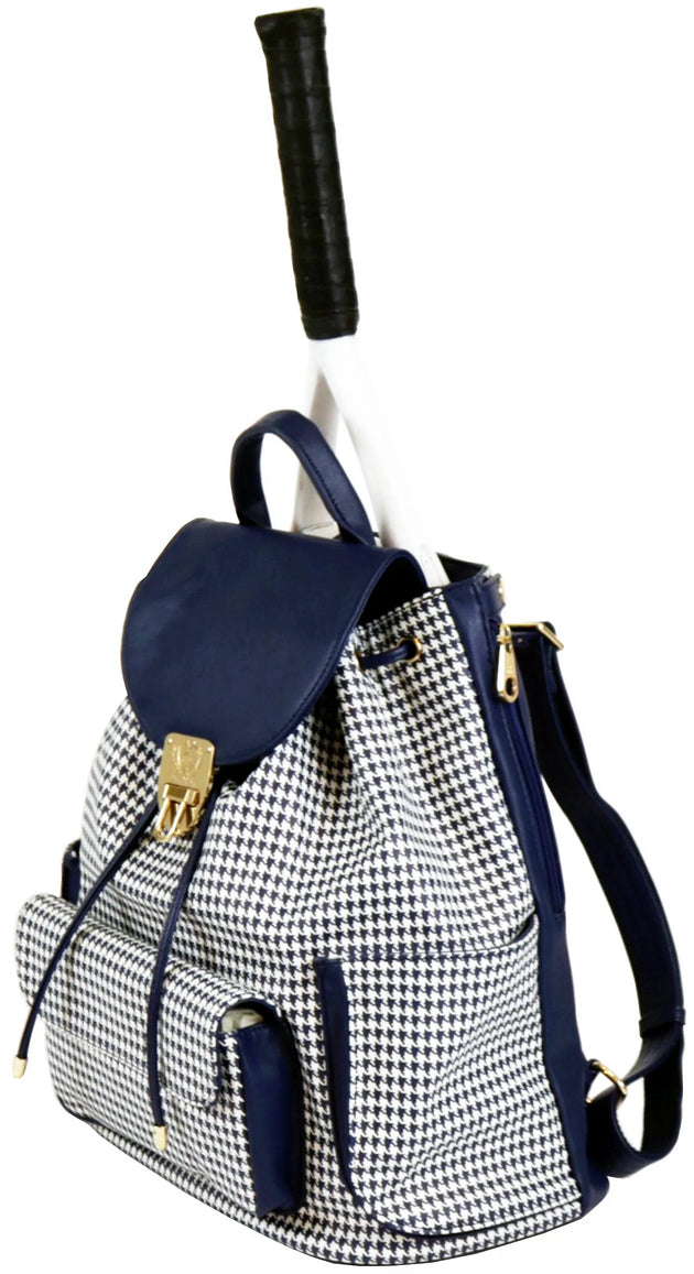 CC-HH-BL Court Couture Hampton Houndstooth Tennis & Pickleball Backpack (Blue)