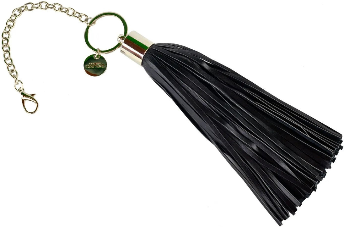 CC-LT CC-LT-WH CC-LT-BK Court Couture Leather Tassel w Charm (White, Black)
