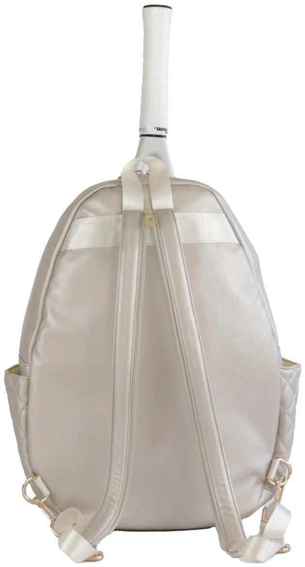 CC-MQA-CH Court Couture Monaco Quilted Argyle Tennis & Pickleball Backpack Sling Bag (Champagne)