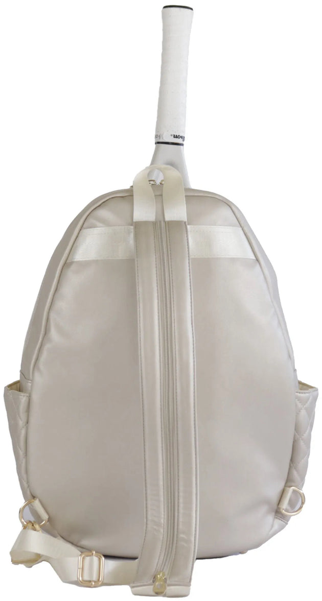 CC-MQA-CH Court Couture Monaco Quilted Argyle Tennis & Pickleball Backpack Sling Bag (Champagne)
