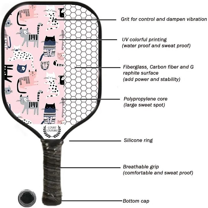 CC-PBP-CT Court Couture Pickleball Paddle (Cats)