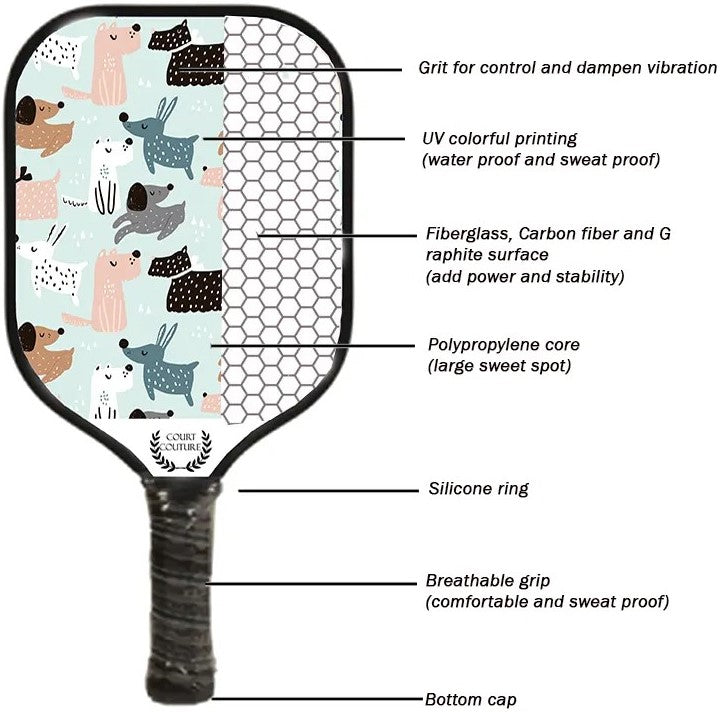CC-PBP-DG Court Couture Pickleball Paddle (Dogs)
