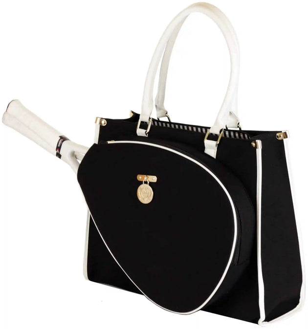CC-VKC-BK Court Couture Vintage Karisa Canvas Tennis & Pickleball Bag (Black)