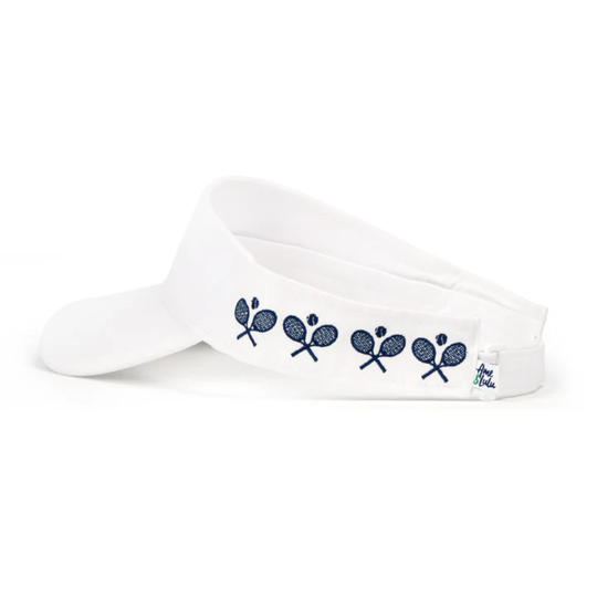 CCV208_Ame_Lulu_Womens_Country_Club_Tennis_Visor_Crossed_Racquets_White